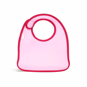 BUILT Mess Mate neoprene toddler bibs, set of 2, Baby Pink Mini Dots