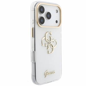 Guess IML 4G Script Metal maciņš iPhone 18 Pro / 17 Pro, balts