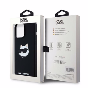 Karl Lagerfeld silikona Choupette Head magnētiskais viedtālruņa apvalks iPhone 15 Pro Max - melns