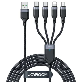 Joyroom Multi-Use Series S-A18 4in1 USB-A - USB-C / USB-C / Lightning / micro USB kabelis 1.2m – melns