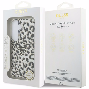 Guess maciņš IML Leopard Print Triangle MagSafe for Samsung Galaxy S26 melns