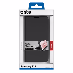 SBS Wallet Smooth maciņš ar atlokāmu vāciņu priekš Samsung Galaxy S26 melns