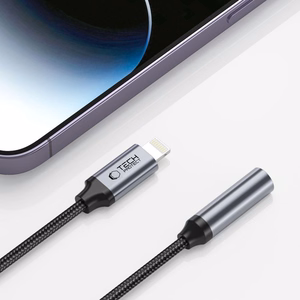 Tech-Protect UltraBoost Lightning / 3.5mm mini ligzdas adapteris - melns