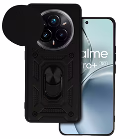 Bīdāmās kameras bruņu viedtālruņa apvalks Realme 14 Pro 5G melns