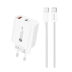 A6MaxL 20W USB-A USB-C sienas lādētājs ar USB-C - USB-C 1m kabeli – balts
