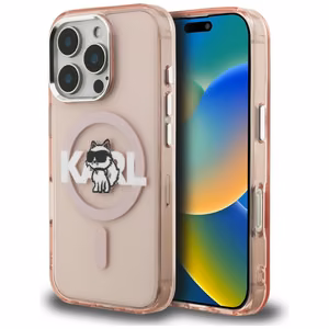 Karl Lagerfeld IML Choupette Sketch Logo MagSafe Maciņš iPhone 16 Pro Max - rozā