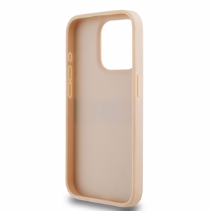 DKNY Ādas mono svītra un metāla logotips viedtālruņa apvalks iPhone 15 Pro - rozā