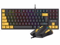 Tracer HORNET 87 keyboard Mouse included Gaming USB QWERTY English melns, dzeltens