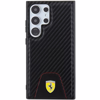 Ferrari Carbon Stitched Bottom viedtālruņa apvalks Samsung Galaxy S24 Ultra - melns