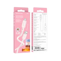 Borofone kabelis BX94 Crystal krāsa - USB uz Micro USB - 2,4A 1 metrs gaiši rozā