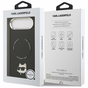 Karl Lagerfeld Choupette Pin Magnētiskais viedtālruņa apvalks iPhone Air - melns