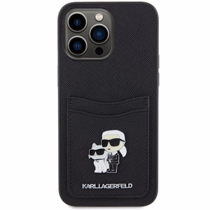 Karl Lagerfeld KLHCP15XSAPKCNPK iPhone 15 Pro Max 6.7" melns maciņš Saffiano Cardslot KC Metal Pin