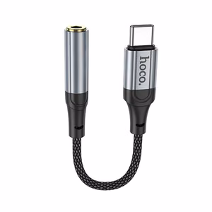 Adapteris AUX USB C uz Jack 3,5 mm Hoco 0,12 m LS36 melns