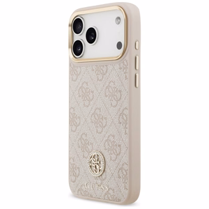 Guess 4G Strass Logo & Big Strap Metal Buttons MagSafe Case for iPhone 17 Pro Max - Pink