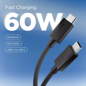 Spigen Essential EB6015CC USB-C kabelis, 60 W, 150 cm – melns