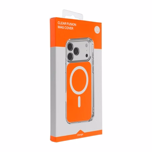 Case for iPhone 17 Pro / 18 Pro (low camera edge) Clear Fusion Mag Cover compatible with MagSafe hermes orange