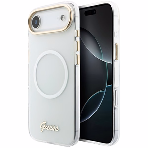 Guess IML Gradient Script Metal MagSafe Maciņš for iPhone Air - balts
