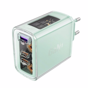 Acefast GaN 65W lādētājs ar 3 pieslēgvietām (1xUSB, 2xUSB C) - zaļš (A45)
