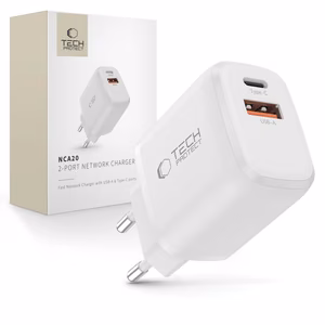 Tech-Protect NCA20 PD 20W QC3.0 USB-A / USB-C Wall Charger - White
