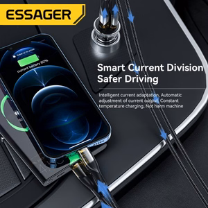 Automašīnas lādētājs Essager Thumb caurspīdīgs (melns) 33W (1xUSB QC3.0 / 1xPD)