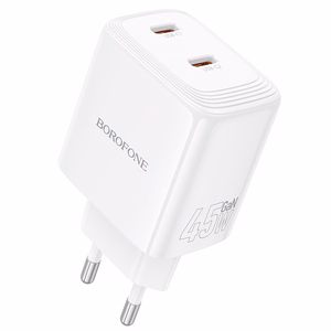Borofone сетевое зарядное устройство BN31 Cargador GaN - 2xType C - QC 3.0 PD 45W белый