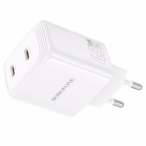 Borofone сетевое зарядное устройство BN31 Cargador GaN - 2xType C - QC 3.0 PD 45W белый
