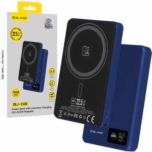 Blavec portatīvais lādētājs 10000mAh BJ-03 Slim 13,5mm - Type C - 22,5W magnētisks Magsafe 3 in 1 (PBBJ03-MC10N) tumši zils alumīnijs