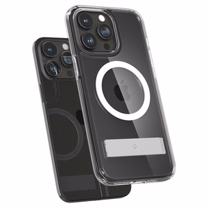 Spigen Ultra Hybrid S Magnētiskais viedtālruņa apvalks ar statīvu iPhone 15 Pro - Caurspīdīgs