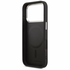 Karl Lagerfeld Point & Metal Logo Magnētiskais viedtālruņa apvalks iPhone 17 Pro - Melns