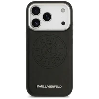Karl Lagerfeld Point & Metal Logo Magnētiskais viedtālruņa apvalks iPhone 17 Pro - Melns