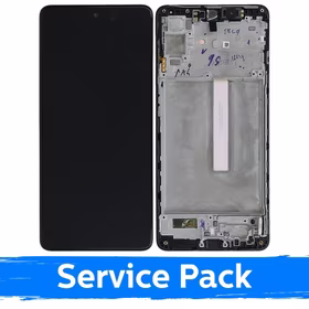 LCD Displejs Saderīgs ar Samsung M536 M53 5G Melns Ar Frame (Service Pack)