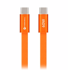 Kabelis USB C uz USB C Forcell F-Energy QC4.0 PD 3A 60W Cafule Flat 1,2 m CCFN23 oranžs