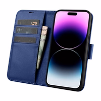 iCarer Maki apvalks 2in1 vāks iPhone 14 Pro Max Anti-RFID ādas atverams apvalks zils (WMI14220728-BU)