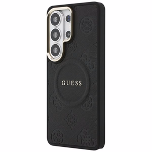 Guess Saffiano Peony Embossed Ring MagSafe maciņš Samsung Galaxy S26 Ultra melns