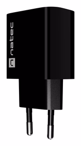 NATEC RIBERA sienas lādētājs 1X USB-A + 1X USB-C 20W melns