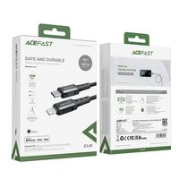 Acefast C1-01 Lightning - USB-C MFi PD kabelis 30W 3A 480Mb/s 1.2m - melns