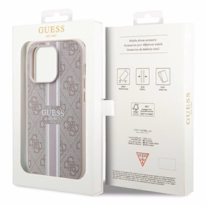 Guess 4G Printed Str Magnētiskais viedtālruņa apvalks iPhone 15 Pro - rozā