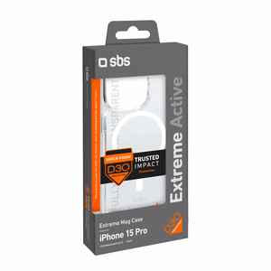 SBS D3O magnētiskais MagSafe apvalks iPhone 15 Pro viedtālrunim – caurspīdīgs