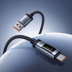Data Cable with digital display USB A to USB C Hoco PD 6A 100W 1,2 m U148 black