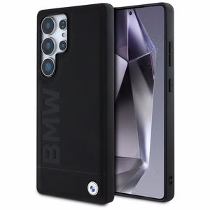 BMW ādas lielā vārda viedtālruņa apvalks Samsung Galaxy S25 Ultra - melns