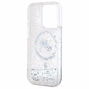 Karl Lagerfeld Šķidrie spīdumi Karl & Choupette Head Magnētiskais viedtālruņa apvalks iPhone 15 Pro Max - caurspīdīgs