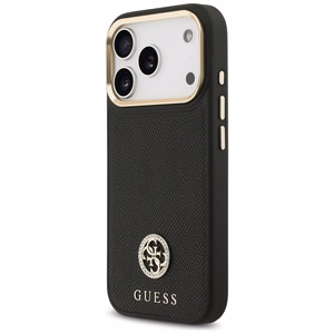 Guess Graudains Strass Logotips Magnētiskais viedtālruņa apvalks iPhone 17 Pro - melns