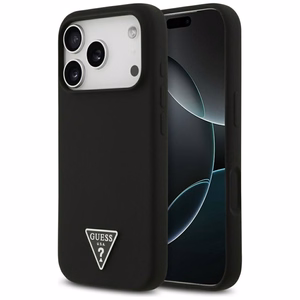 Guess Чехол для iPhone 17 Pro совместимый с MagSafe GUHMP17LSCTRLMK (Silicone W/ Triangle Logo) чёрный