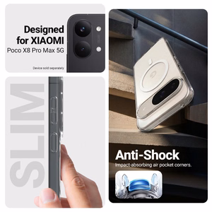 Crong Hybrid Clear Magnetic MagSafe vāciņš ierīcei Xiaomi POCO X8 Pro Max 5G, caurspīdīgs