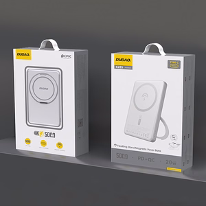 Dudao K28 10000mAh PD 22.5W Magnētiskā portatīvais lādētājs ar metāla apvalku un gredzena statīvu - sudraba