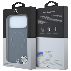 Mercedes 3D MagSafe ādas maciņš, paredzēts iPhone 18 Pro Max / 17 Pro Max, antracīta krāsā