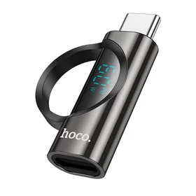 Adapteris USB-C uz Lightning Hoco 3A 60W ar digitālo indikatoru UA32A melns