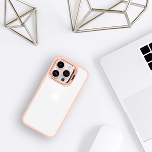 Viedtālruņa apvalks Tel Protect Kickstand ar kameru stiklu (objektīvu) Iphone 12 Pro Max gaiši rozā