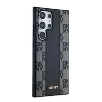 DKNY Ādas rūtainais magnētiskais apvalks Samsung Galaxy S24 Ultra - melns