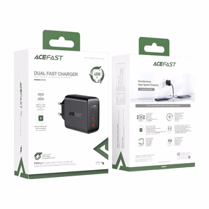 Acefast lādētājs 2x USB Type C 40W, PPS, PD, QC 3.0, AFC, FCP melns (A9 melns)